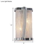Vintage Aluminum Wall Lamp With Tassel Sconce Cylinder Shade In Gold/Silver - Set Of 2 Lights