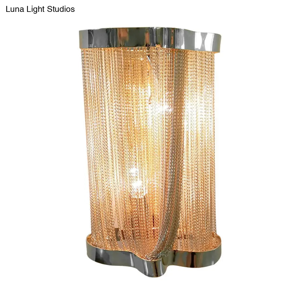 Vintage Aluminum Wall Lamp With Tassel Sconce Cylinder Shade In Gold/Silver - Set Of 2 Lights