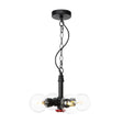 Vintage Amber/Clear Glass Chandelier Pendant Lamp - 4 Lights Global Black Hanging Ceiling Fixture
