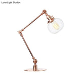 Vintage Amber/Clear Glass Table Lamp With Global Styling For Bedroom 1-Light Black/Bronze Finish