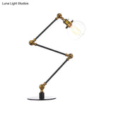 Vintage Amber/Clear Glass Table Lamp With Global Styling For Bedroom 1-Light Black/Bronze Finish