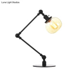 Vintage Amber/Clear Glass Table Lamp With Global Styling For Bedroom 1-Light Black/Bronze Finish