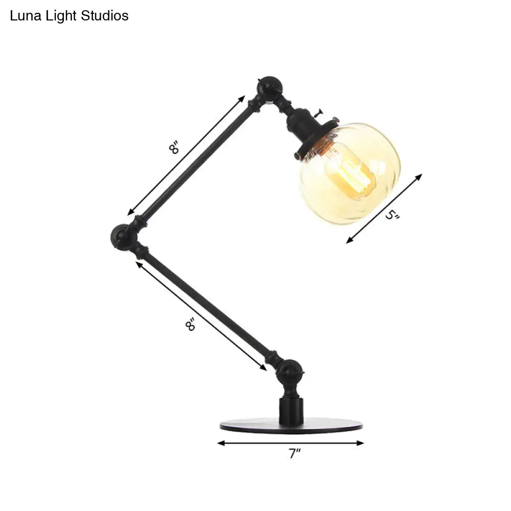 Vintage Amber/Clear Glass Table Lamp With Global Styling For Bedroom 1-Light Black/Bronze Finish