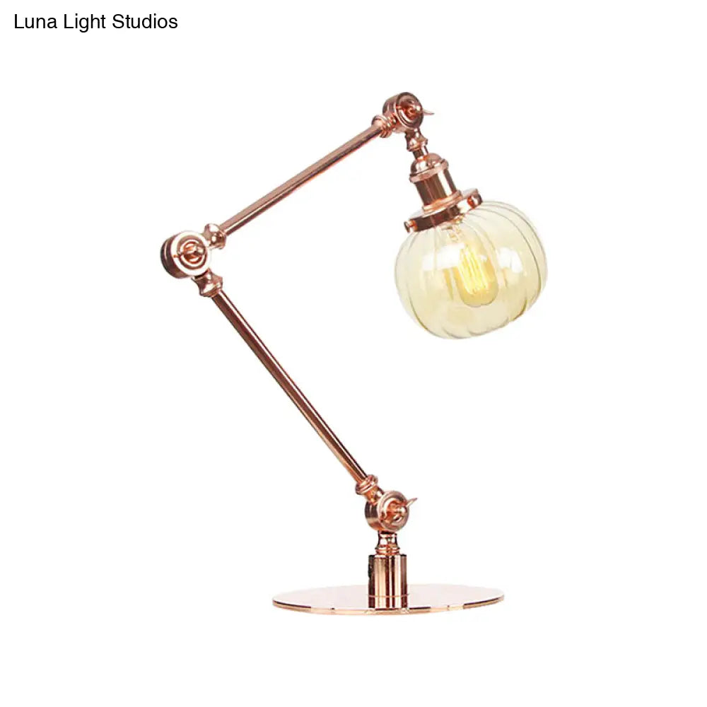 Vintage Amber/Clear Glass Table Lamp With Global Styling For Bedroom 1-Light Black/Bronze Finish
