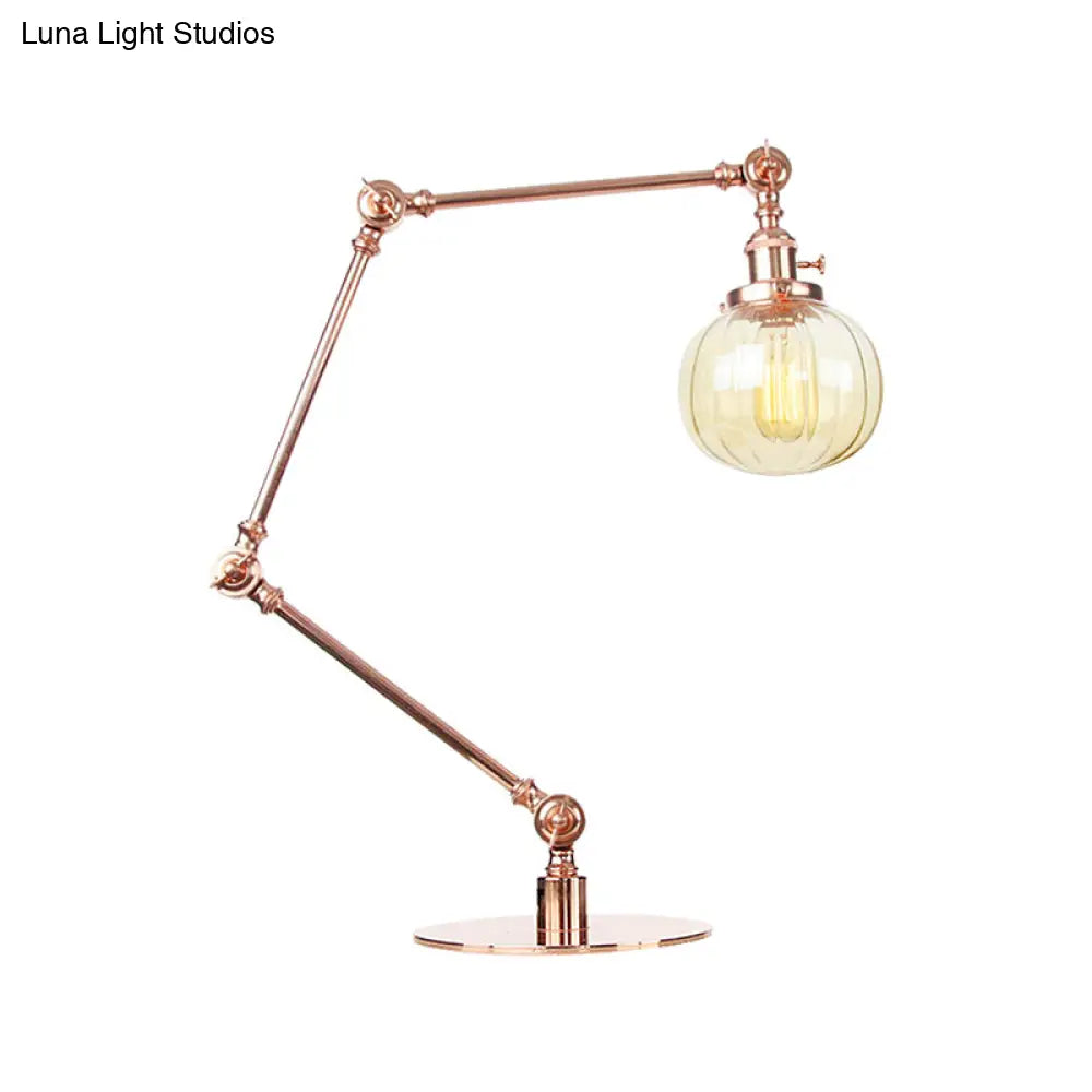 Vintage Amber/Clear Glass Table Lamp With Global Styling For Bedroom 1-Light Black/Bronze Finish