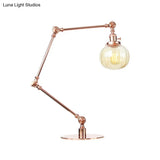 Vintage Amber/Clear Glass Table Lamp With Global Styling For Bedroom 1-Light Black/Bronze Finish