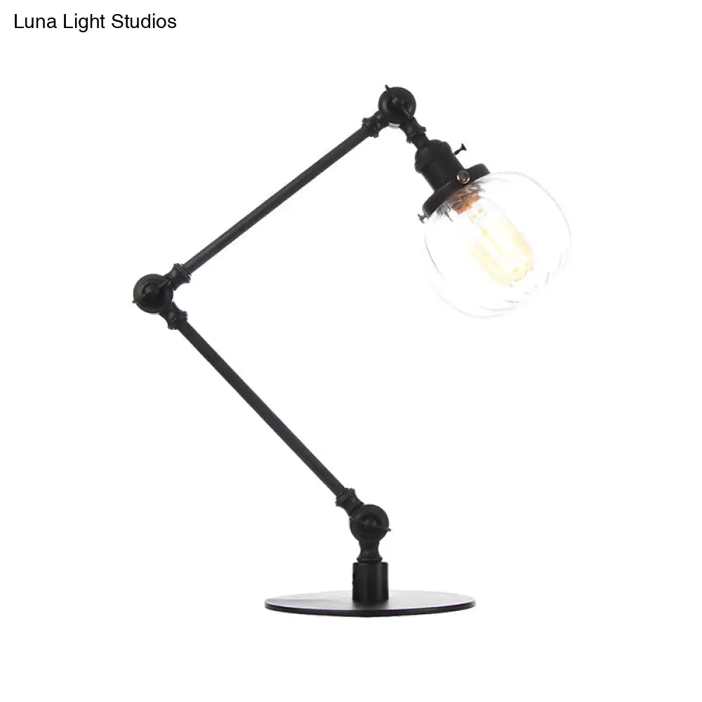 Vintage Amber/Clear Glass Table Lamp With Global Styling For Bedroom 1-Light Black/Bronze Finish