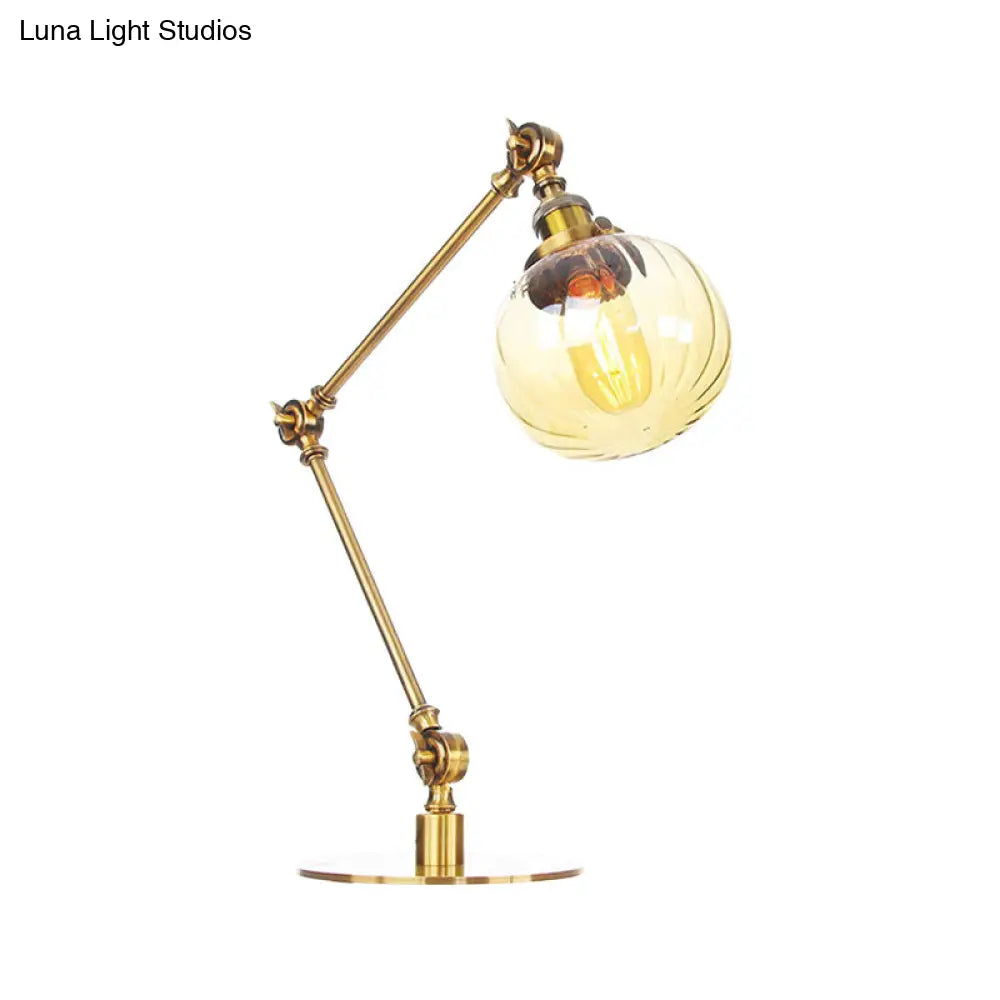 Vintage Amber/Clear Glass Table Lamp With Global Styling For Bedroom 1-Light Black/Bronze Finish