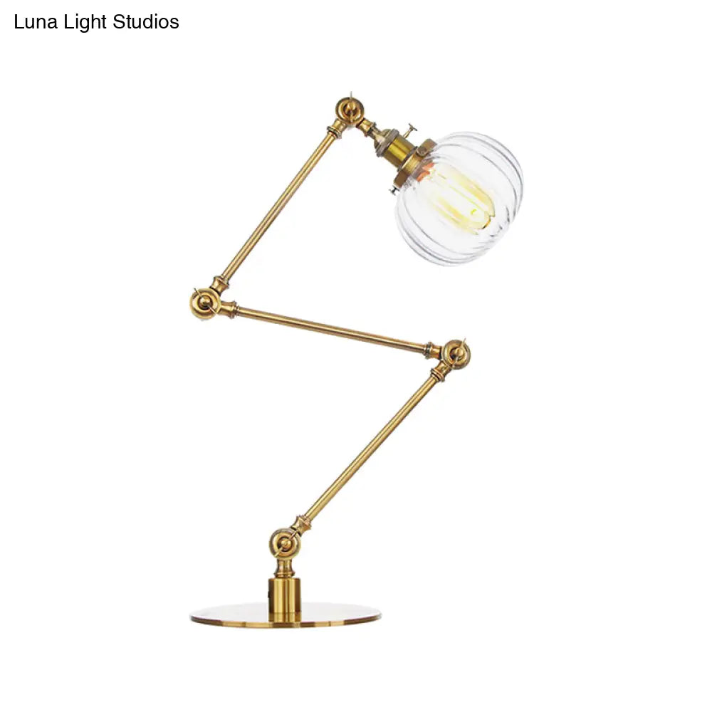 Vintage Amber/Clear Glass Table Lamp With Global Styling For Bedroom 1-Light Black/Bronze Finish