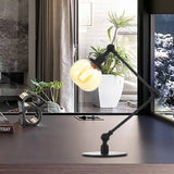 Vintage Amber/Clear Glass Table Lamp With Global Styling For Bedroom 1-Light Black/Bronze Finish