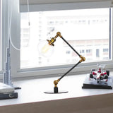 Vintage Amber/Clear Glass Table Lamp With Global Styling For Bedroom 1-Light Black/Bronze Finish