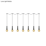 Vintage Amber Glass Ball Pendant Lamp In Black - Tandem Led Ceiling Light 3/5/7-Light Coffee House