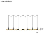 Vintage Amber Glass Pendant Lamp With Black Tandem Led And Multi-Head Design