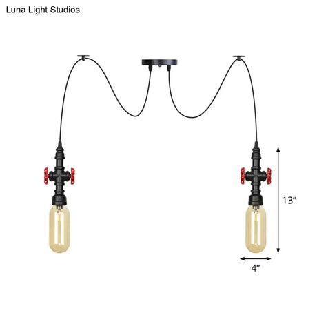 Vintage Amber Glass Pendant Light - 2/3/6-Light Led Suspension Lamp For Coffee Shops In Black