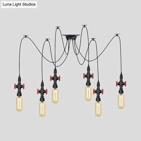 Vintage Amber Glass Pendant Light - 2/3/6-Light Led Suspension Lamp For Coffee Shops In Black