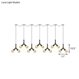 Vintage Amber Glass Swag Hanging Light Fixture - Led Multi Lamp Pendant With 6/10/14 Bulbs In Black