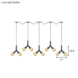 Vintage Amber Glass Swag Hanging Light Fixture - Led Multi Lamp Pendant With 6/10/14 Bulbs In Black