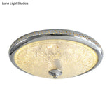 Vintage Amber Prismatic Glass Led Flush Ceiling Light Fixture Gold/Chrome Finish 14’/18’ Width