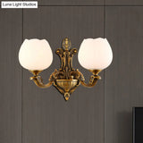 Vintage Antique Brass Wall Sconce With Milky Glass Shade: Stylish 1/2-Light Bowl