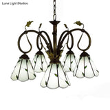Vintage Beige Glass Chandelier Pendant Light For Libraries With Metal Chain