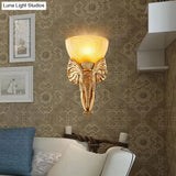 Vintage Beige Glass Wall Sconce With Elephant Base - Prism Bowl Light Fixture