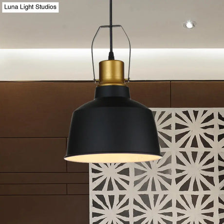 Vintage Bell Ceiling Pendant Light - Black Aluminum Hanging Lamp With Handle