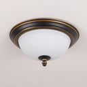 Vintage Bell Flush Ceiling Light With Cream Glass - Led Mount Fixture Gold - Black / 13’ Round