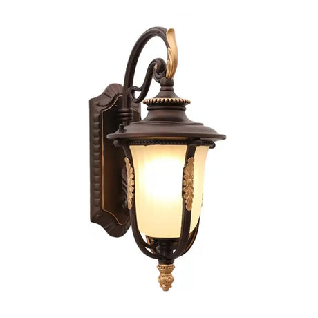 Vintage Bell Wall Light - Frosted Rib Glass Outdoor Lamp (Coffee) Coffee / B