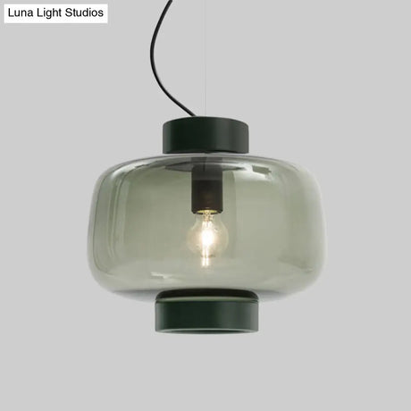 Vintage Black Bistro Pendant Light With Smoke Glass Shade - Drum Hanging Lamp Kit