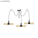 Vintage Black Capsule Led Pendant Lamp - Amber Glass 4/6/12-Bulb Restaurant Swag Multi Ceiling