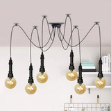 Vintage Black Finish Amber Glass Chandelier - Multi Light Pendant Lamp For Global Restaurants