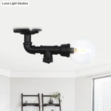 Vintage Black Glass Ball Semi Flushmount Led Ceiling Flush Mount For Hallways