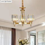 Vintage Black/Gold Chandelier Lamp - Stylish Crystal & Metal 3/6 Head Hanging Lighting With Cylinder