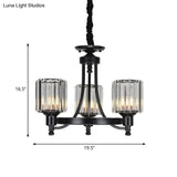 Vintage Black/Gold Chandelier Lamp - Stylish Crystal & Metal 3/6 Head Hanging Lighting With Cylinder