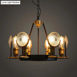 Vintage Black Grid Glass Lens Chandelier Lamp - 6/9/12 Lights Hanging Light Kit For Restaurants