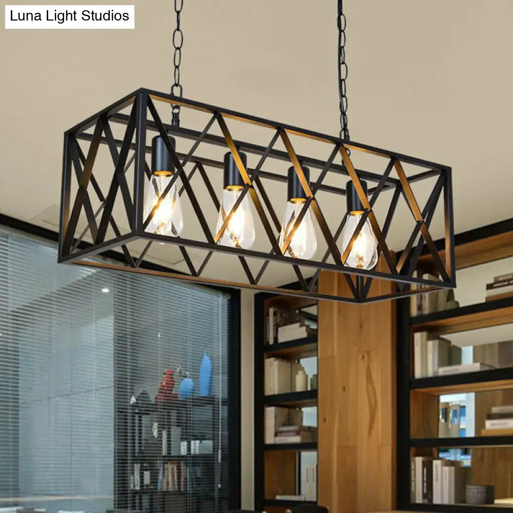 Vintage Black Iron Island Pendant Light For Dining Room Ceiling