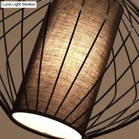 Vintage Black Metal Pendant Light - Oval/Gourd/Lantern Design 1-Light Ideal For Dining Room Ceiling