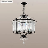 Vintage Black Round K9 Crystal Chandelier: Elegant Dining Room Hanging Light Fixture