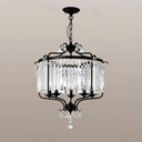 Vintage Black Round K9 Crystal Chandelier: Elegant Dining Room Hanging Light Fixture 3 /