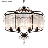 Vintage Black Round K9 Crystal Chandelier: Elegant Dining Room Hanging Light Fixture