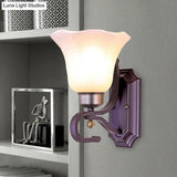 Vintage Blossom Sconce Wall Light With Frosted White Glass In Black Finish
