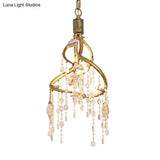 Vintage Branch Ceiling Light With Crystal Accent - Metal Chandelier For Dining Room (4 Lights)
