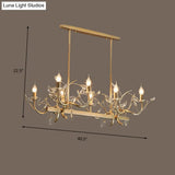 Vintage Branch Metal And Crystal Champagne Island Pendant Light With 8 Lights