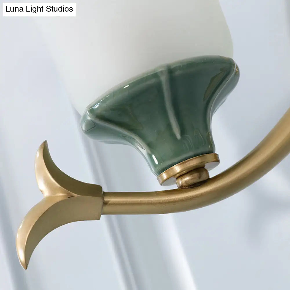 Vintage Brass Bell Sconce With Frosted Glass And Elliptical Backplate For Foyer Lighting