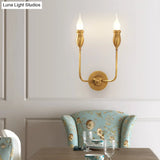 Vintage Brass Candle Wall Sconce Lighting - 1/2-Head Metal Lamp For Dining Room