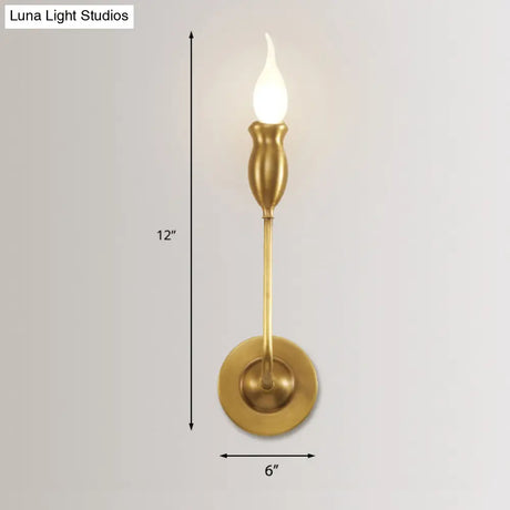 Vintage Brass Candle Wall Sconce Lighting - 1/2-Head Metal Lamp For Dining Room