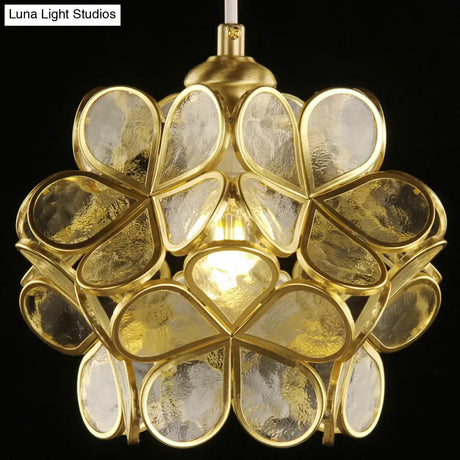 Vintage Brass Flower Flushmount Ceiling Light With Clear Glass - Ideal For Foyer And More!
