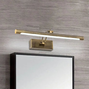 Vintage Brass/Gold Finish Tubular Wall Lamp - Led Vanity Lighting For Bathroom Brass / 16