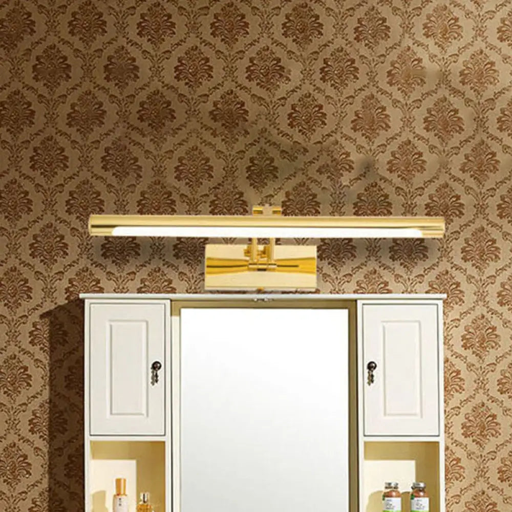 Vintage Brass/Gold Finish Tubular Wall Lamp - Led Vanity Lighting For Bathroom Gold / 16