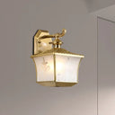 Vintage Brass Lantern Wall Lamp - Balcony Sconce Lighting Fixture 1 Bulb